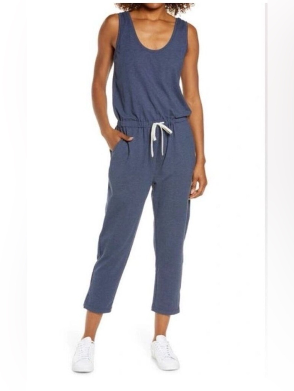 NWT Zella Gwen Navy Nightfall Sleeveless Jumpsuit Romper Tencel Size S A